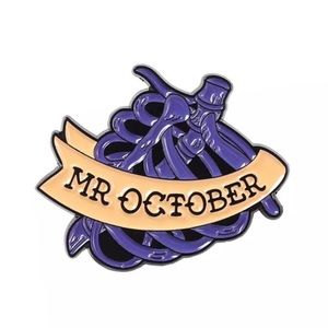 6/$30 Mr October Skeleton Ribcage Enamel Pin